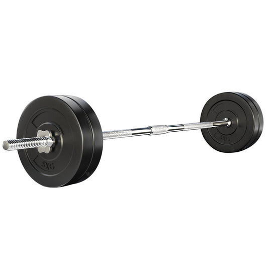 28KG Barbell Weight Set Plates Bar Bench Press Fitness Exercise Home