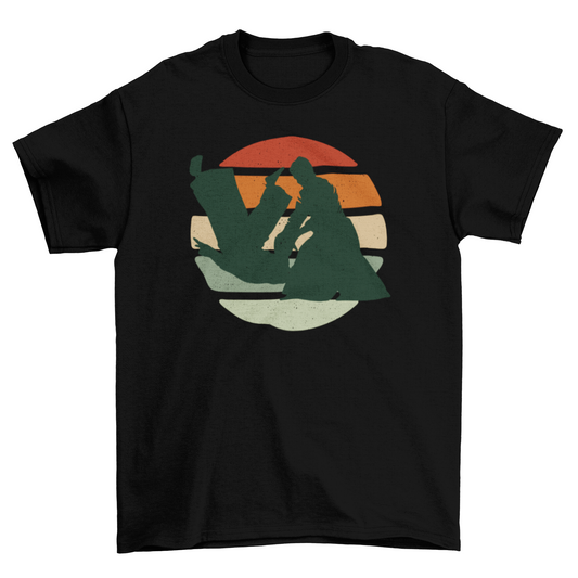 Retro sunset jiujitsu t-shirt